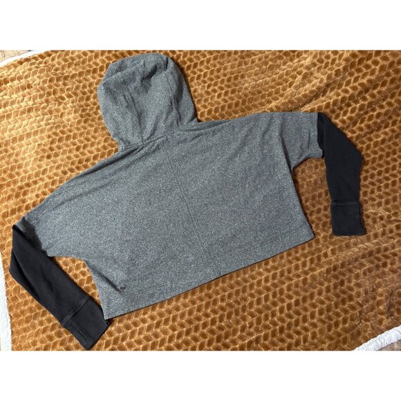 Lululemon Stretch Cotton Cropped Full-Zip Track Hoodie Jacket Grey Black 8 - Picture 5 of 8